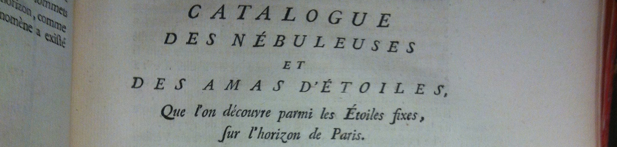 Page-titre du premier catalogue de Messier