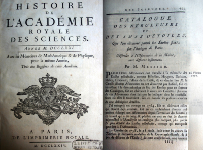 Première édition du catalogue de Messier
